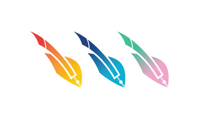 Abstract pen letter symbol with gradient colors, unique suitable symbol for study