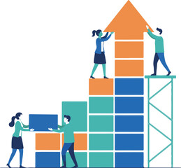 Obraz premium Team building and business success stairs