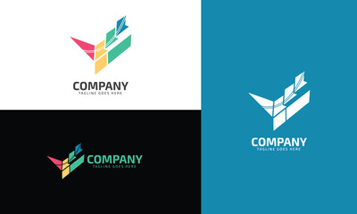 Company letter logo design abstract color, unique suitable symbol technology for digital brands
