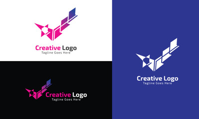 Company letter logo design with gradient colors, unique suitable symbol technology for digital brands
