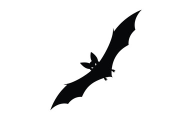 Fototapeta premium A black silhouette of a bat in flight against a white background