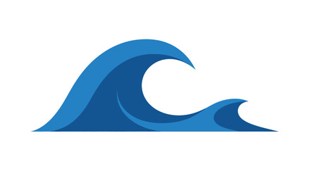 Obraz premium Blue Wave Icon Simple Ocean Symbol.