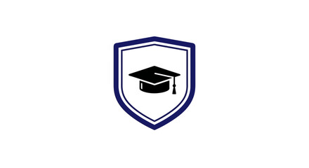 Graduation Cap Icon in Shield Logo Design.