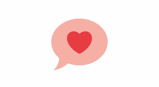 Heart in pink speech bubble icon.