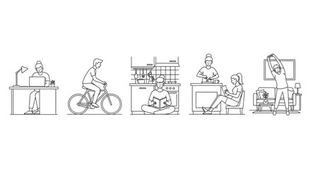 Fototapeta premium people working office workspace different activities