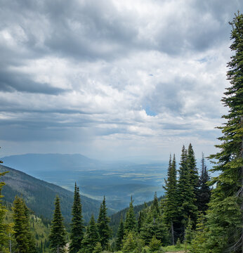Summer mountain landscape from Whitefish Mountain Resort Montana