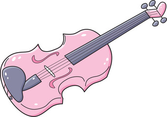 Pink violin musical instrument illustration isolated vector © ghrzuzudu