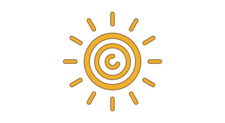 Sun Symbol With Yellow Rays Shining.