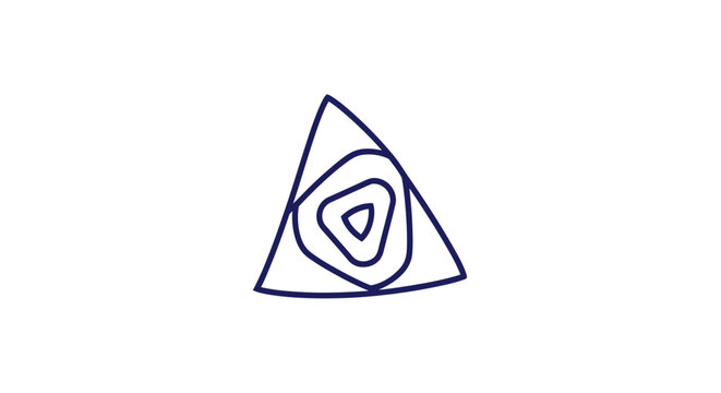 Triangle shape with inner spiral design.