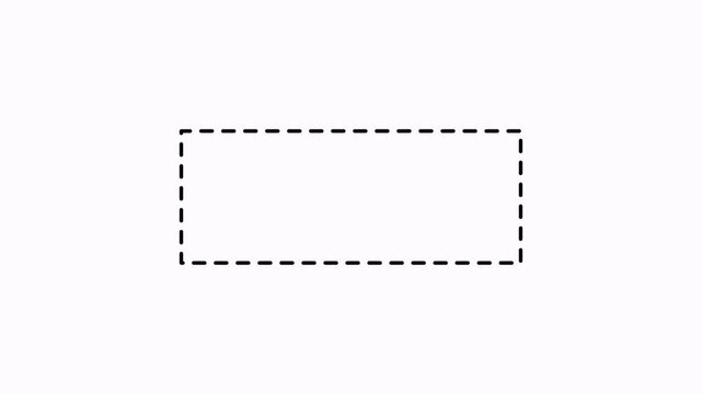 Dotted line rectangle frame animation on transparent background. Animation of a dotted line path from left to right point. border frame dotted line animation isolated ,4 k animation with alpha chanel