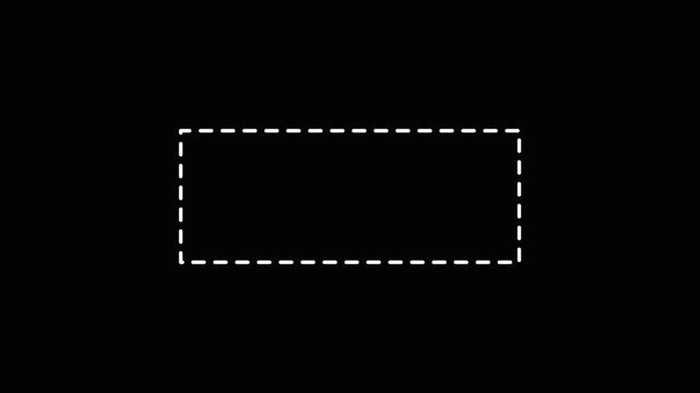Dotted line rectangle frame animation on transparent background. Animation of a dotted line path from left to right point. border frame dotted line animation isolated ,4 k animation with alpha chanel