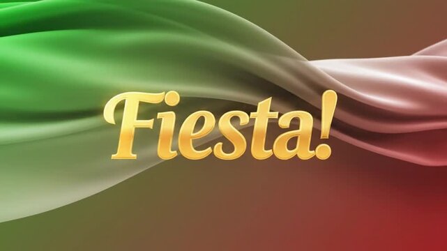 Colorful flowing fabric waves with text celebrating Cinco de Mayo and fiesta spirit in vibrant colors