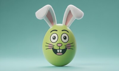 Whimsical Easter Egg Character with Adorable Bunny Ears and a Cheerful Face, Perfect for Springtime Celebrations and Festive Designs