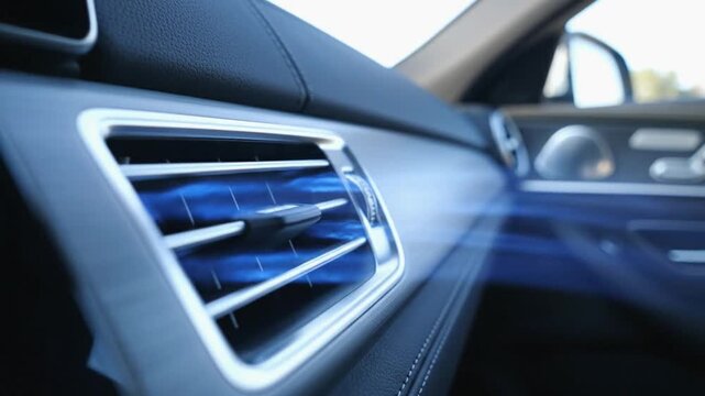 Airflow from car ventilation system in luxury vehicle interior, sleek design and modern features