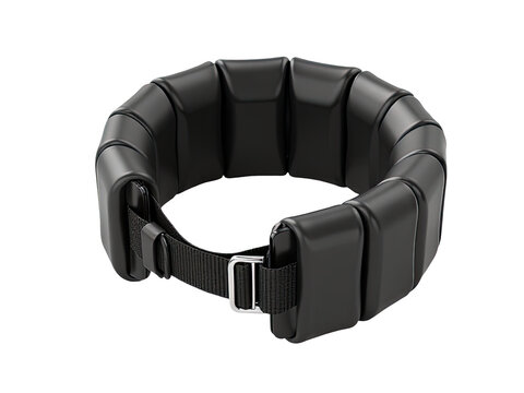 A close-up view of a black belt against a white background, perfect for use in fashion or martial arts related contexts