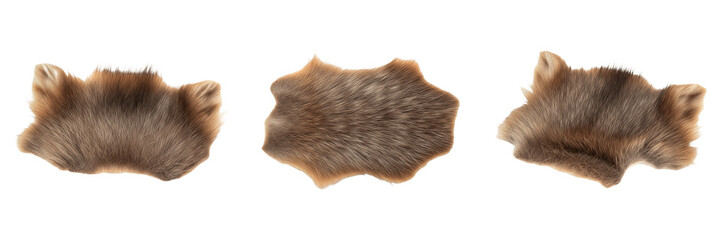 Quokka Fur Pelt Setonix Brachyurus Hide Isolated on White PNG Transparent Background Natural Grey Brown Animal Skin Rare Specimen Craft Supply Design Element Digital Asset SEO © SORABMLK