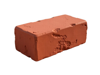 A single brick on a clean white surface, ideal for uses such as texture or architectural designs