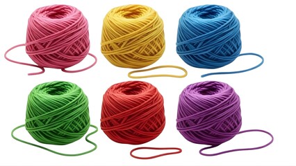 A collection of colorful yarn balls on transparent background