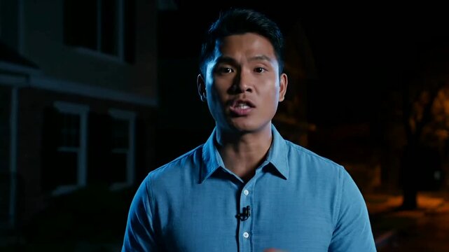 Reporter discusses extreme heatwave during broadcast or Man reports severe heatwave impact on community during broadcast