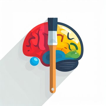 Creative brain illustration with colorful puzzle pieces and lightbulb idea concept for innovation and creativity