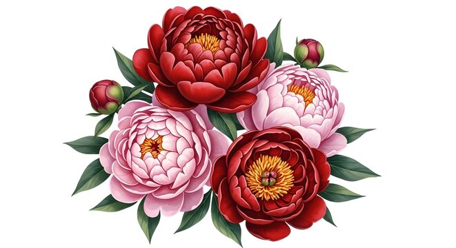 Vibrant peony flowers in bloom