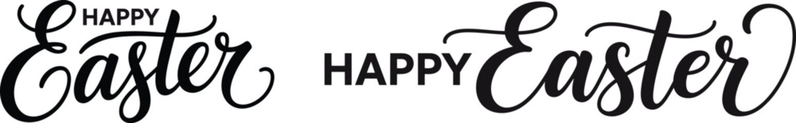 Two Black Calligraphic 'Happy Easter' Hand Lettering Vector Greetings © Inovo Lab