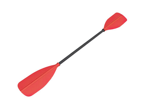 A simple yet striking image of a red oar with a black handle against a clean white background