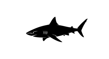 Fototapeta premium Black silhouette of a shark swimming.
