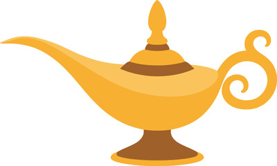 Golden Aladdin Genie Lamp with Brown Accents magic lamp © Priyom