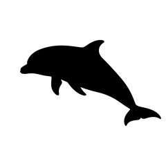Fototapeta premium Black silhouette of a dolphin swimming.