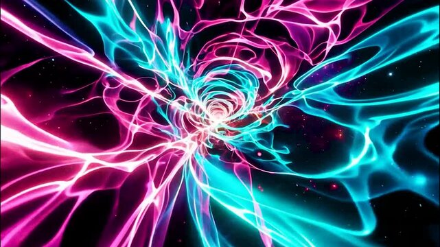 Dynamic futuristic abstract light tunnel background featuring vibrant neon colors and flowing energy patterns