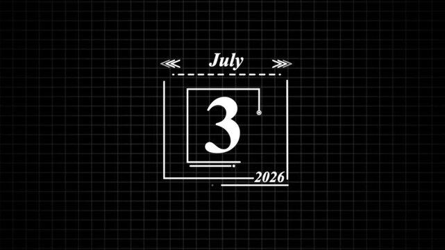 July 3rd 2026 Calendar Date Display. Highlighting date Very important date on the calendar.
