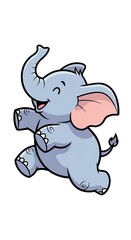 Obraz premium Happy cartoon elephant jumping with joy.