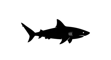 Obraz premium Black silhouette of a shark swimming.