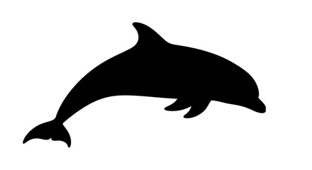 Fototapeta premium Black silhouette of a dolphin swimming.