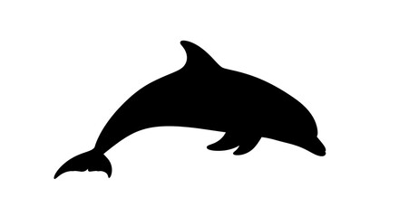 Obraz premium Black silhouette of a dolphin swimming.