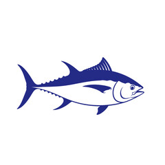Obraz premium Stylized illustration of a tuna fish in a vibrant blue color against white background.
