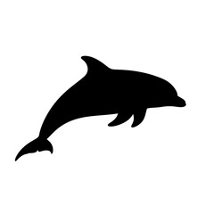 Fototapeta premium Black silhouette of a dolphin swimming.