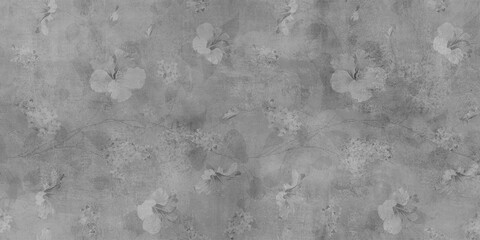 Obraz premium Flowers on the old white wall background, digital wall tiles or wallpaper design