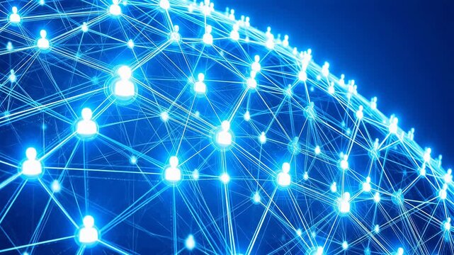 Blue glowing network connections