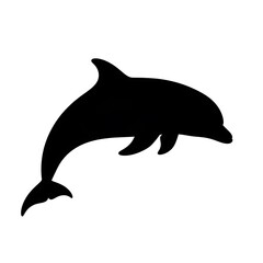 Black dolphin silhouette swimming ocean. © tobol