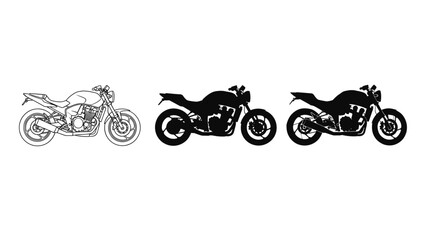 Naklejka premium Motorcycle Line Art and Silhouettes
