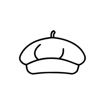 Outline of a classic French beret hat in simple design  
