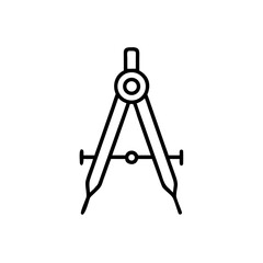 Geometric compass in minimal black line art style  