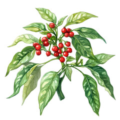 Obraz premium Pepper Plant, watercolor vector depicting playful antics, isolated on a white background.