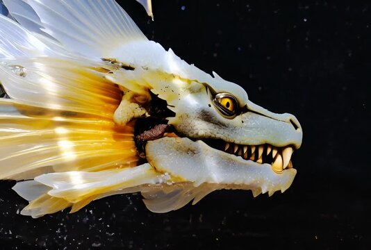 Un drag&oacute;n blanco emerge de las profundidades heladas.