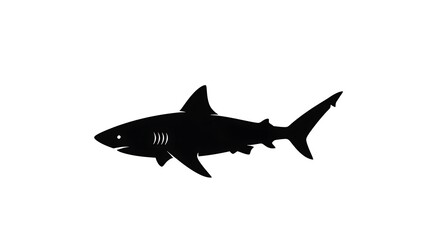 Obraz premium Black silhouette of a shark swimming.