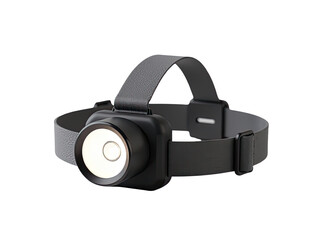 A close-up shot of a headlight attached to a belt, suitable for use in scenes where safety and visibility are key
