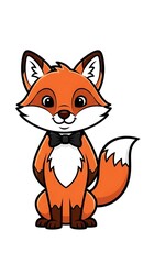 Cute cartoon fox in bow tie.