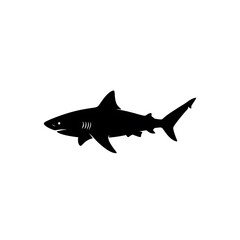 Obraz premium Black silhouette of a shark swimming.